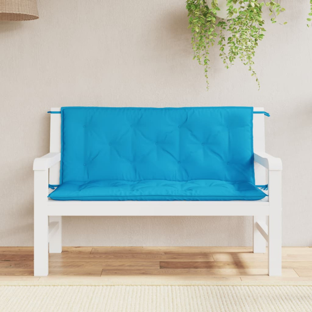 Produktbild för Bänkdyna för trädgården ljusblå 120x(50+50)x7 cm oxfordtyg