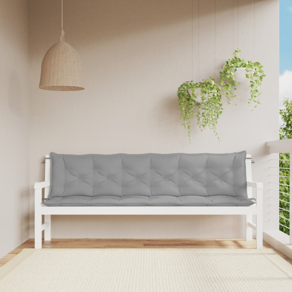 Produktbild för Bänkdyna för trädgården grå 200x(50+50)x7 cm oxfordtyg