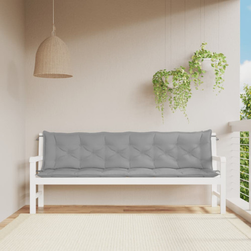 vidaXL Bänkdyna för trädgården grå 200x(50+50)x7 cm oxfordtyg