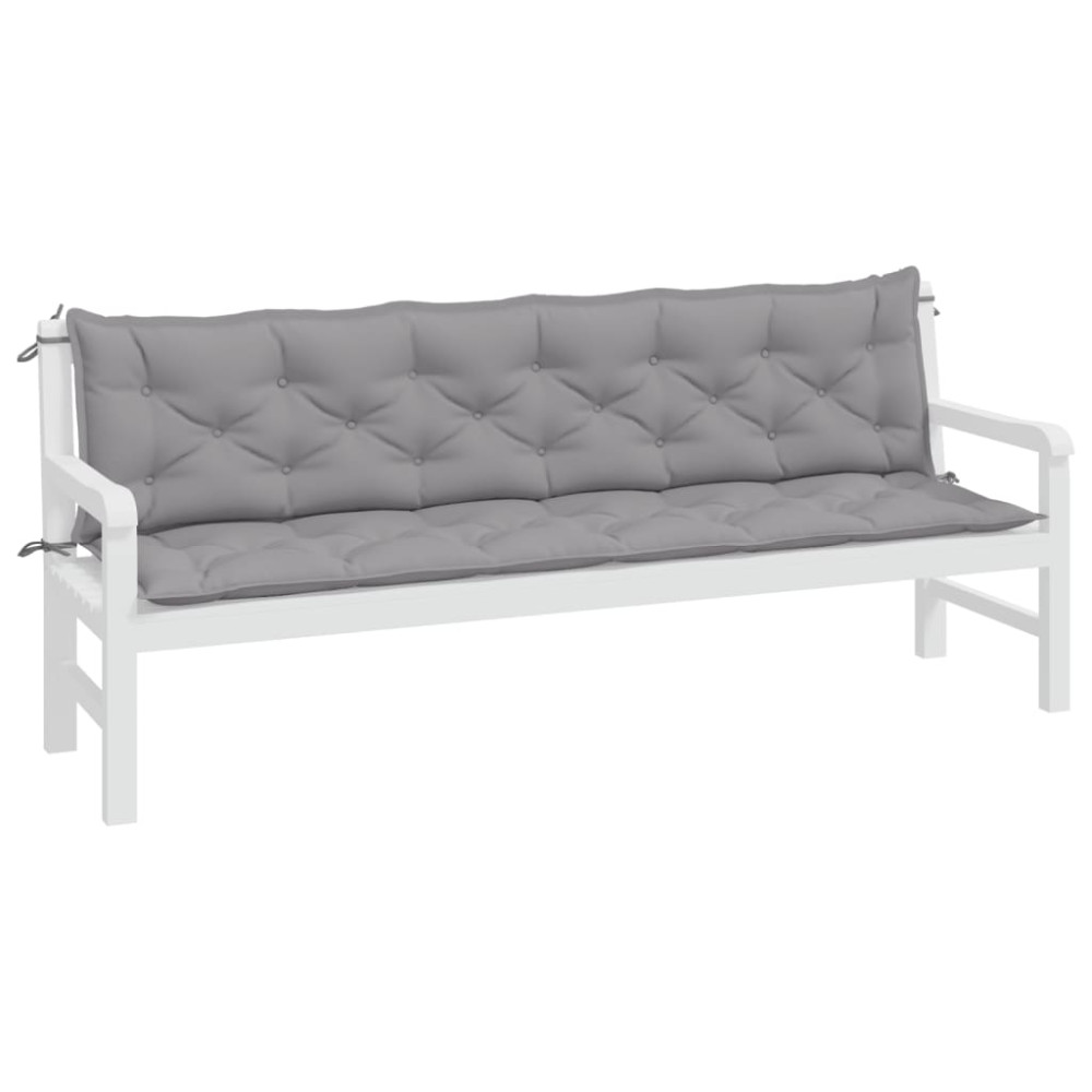 Produktbild för Bänkdyna för trädgården grå 200x(50+50)x7 cm oxfordtyg