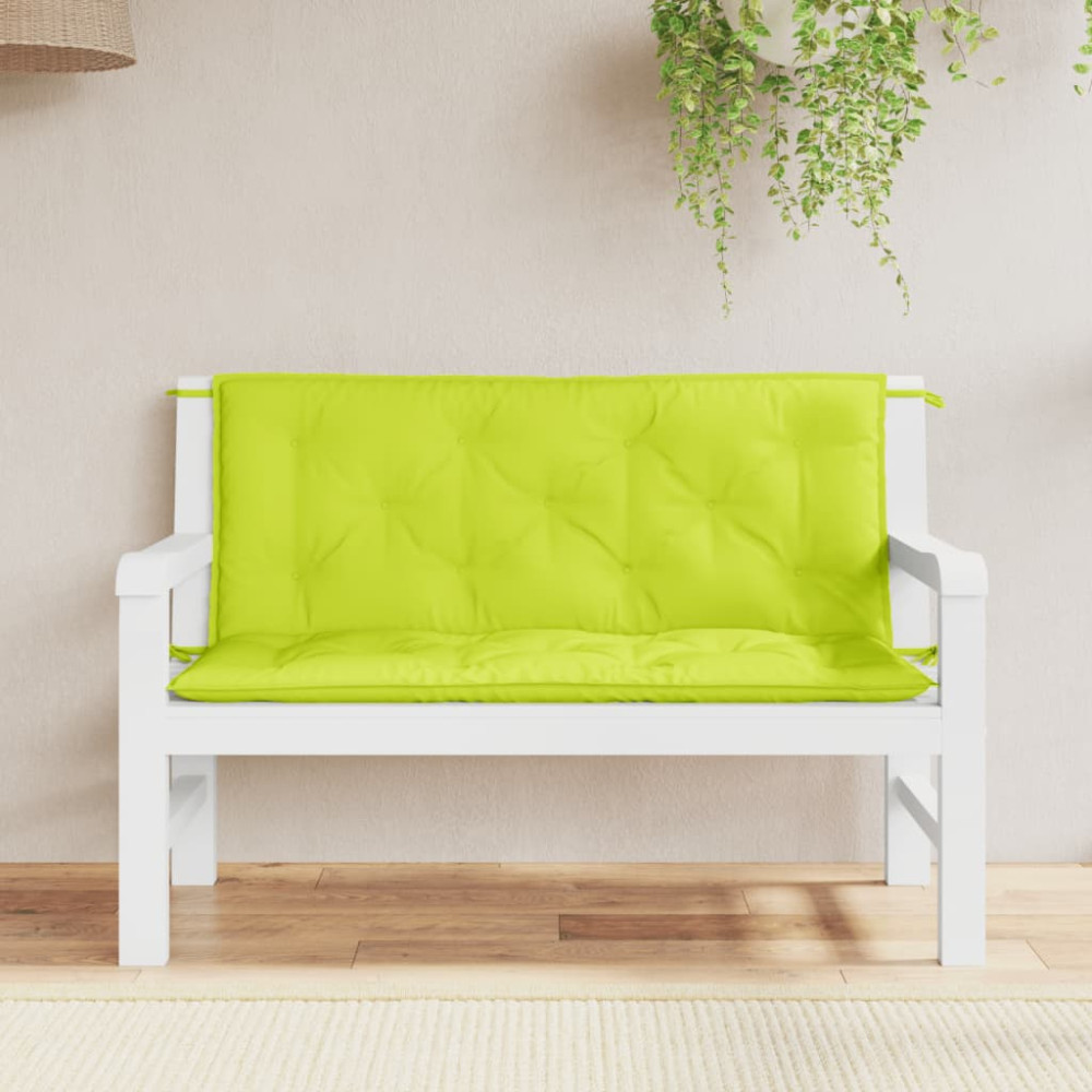 Produktbild för Bänkdyna för trädgården ljusgrön 120x(50+50)x7 cm oxfordtyg