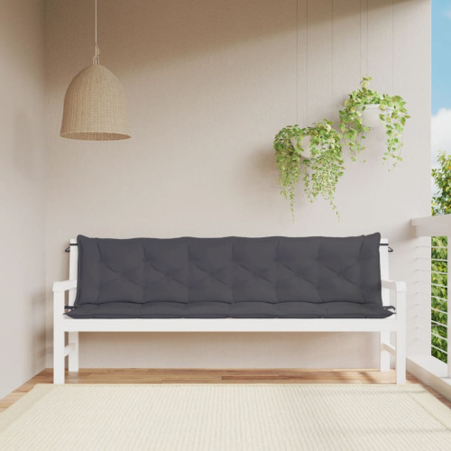 vidaXL Bänkdyna för trädgården antracit 200x(50+50)x7 cm oxfordtyg