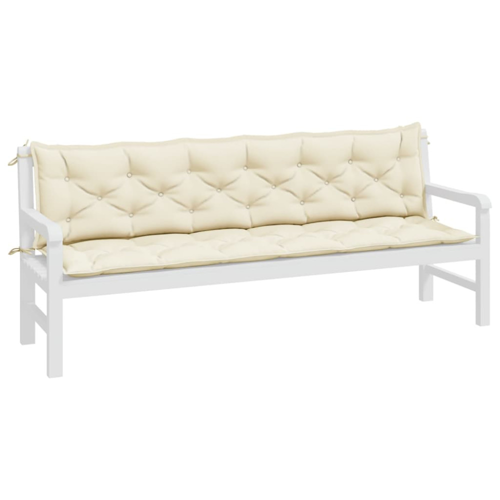 Produktbild för Bänkdyna för trädgården gräddvit 200x(50+50)x7 cm oxfordtyg