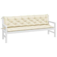 Produktbild för Bänkdyna för trädgården gräddvit 200x(50+50)x7 cm oxfordtyg