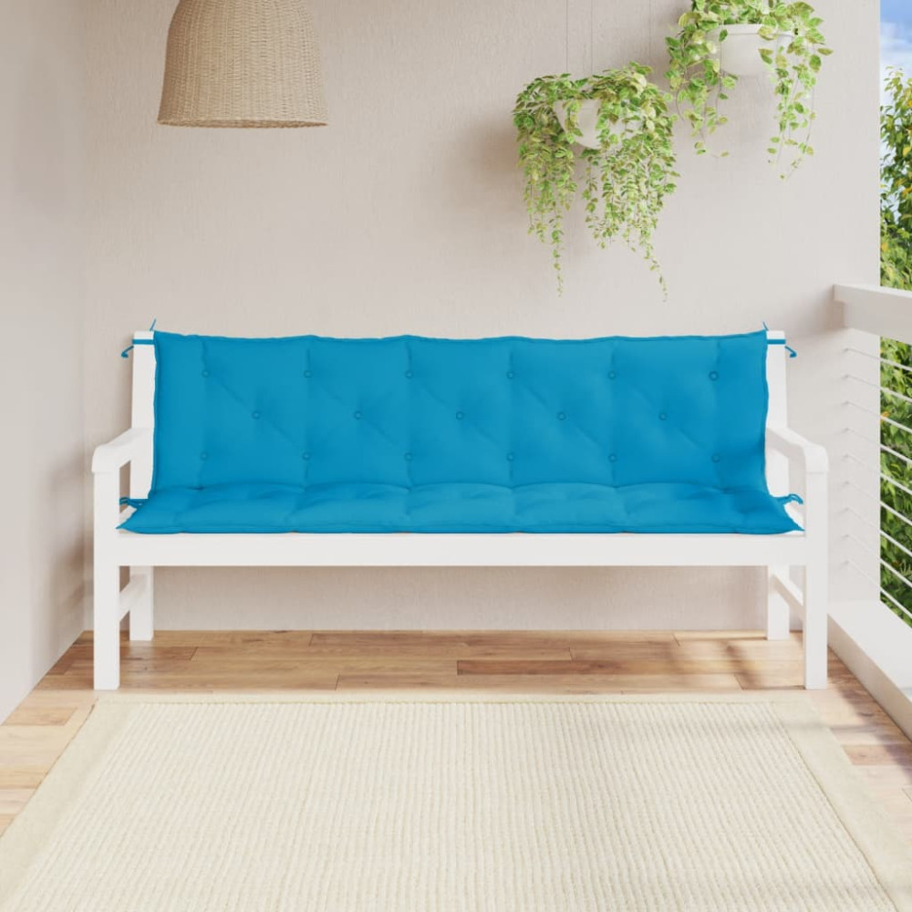 Produktbild för Bänkdyna för trädgården ljusblå 180x(50+50)x7 cm oxfordtyg