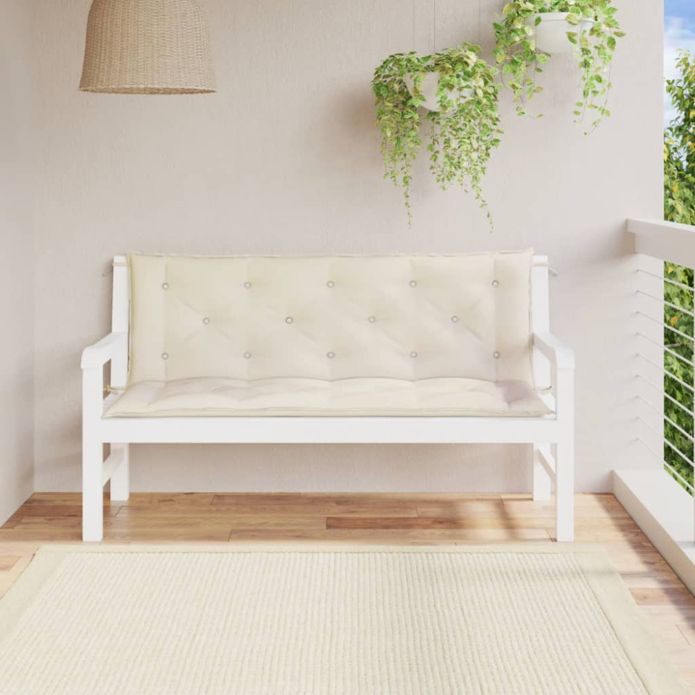 Produktbild för Bänkdyna för trädgården gräddvit 150x(50+50)x7 cm oxfordtyg
