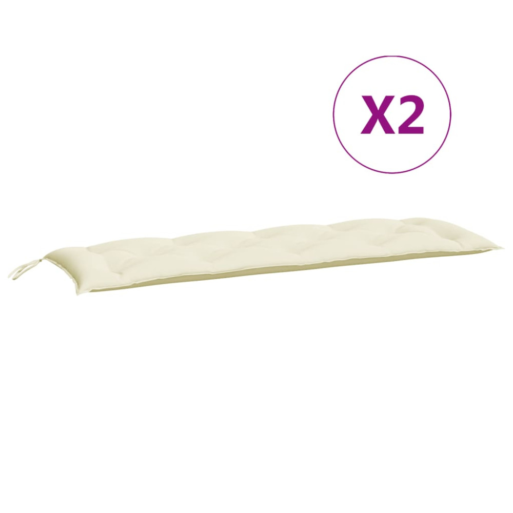 Produktbild för Bänkdyna för trädgården gräddvit 150x(50+50)x7 cm oxfordtyg