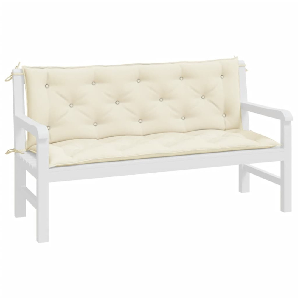 Produktbild för Bänkdyna för trädgården gräddvit 150x(50+50)x7 cm oxfordtyg