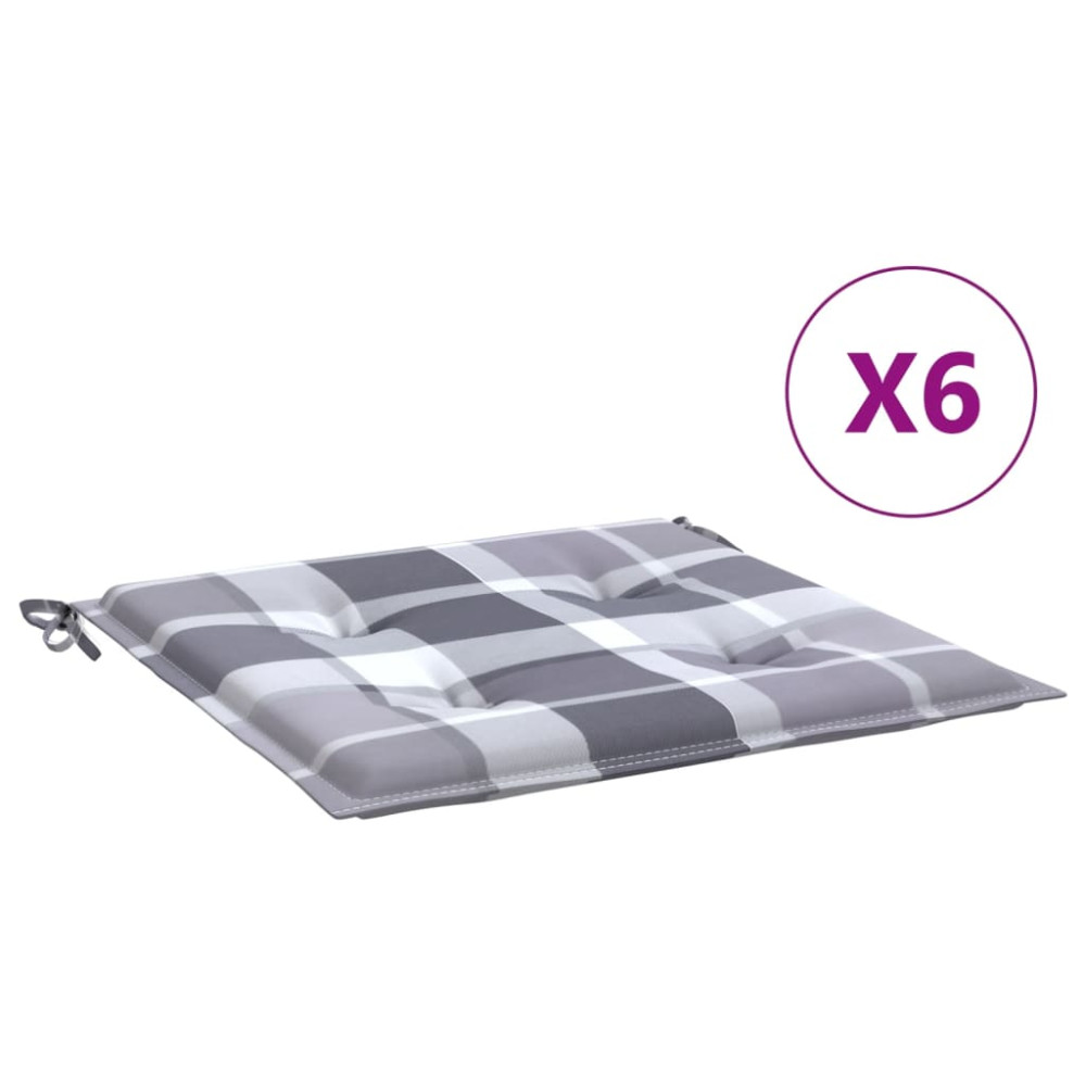 Produktbild för Stolsdynor 6 st grårutig 50x50x4 cm oxfordtyg