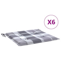 Produktbild för Stolsdynor 6 st grårutig 50x50x4 cm oxfordtyg