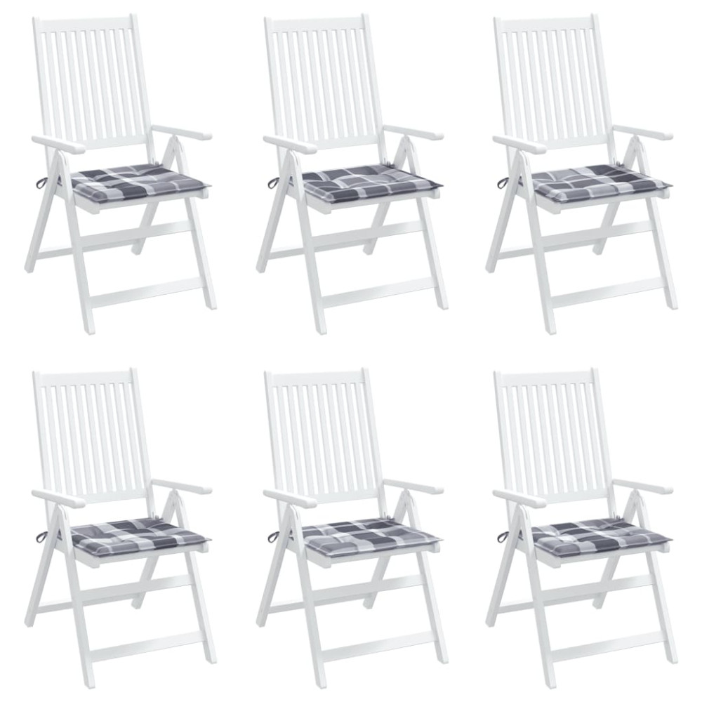 Produktbild för Stolsdynor 6 st grårutig 50x50x4 cm oxfordtyg