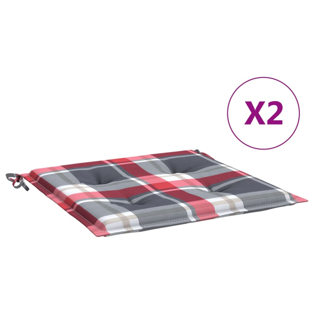 Produktbild för Stolsdynor 2 st rödrutig 50x50x4 cm oxfordtyg