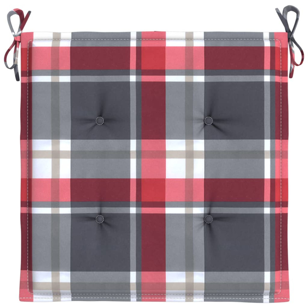 Produktbild för Stolsdynor 2 st rödrutig 50x50x4 cm oxfordtyg