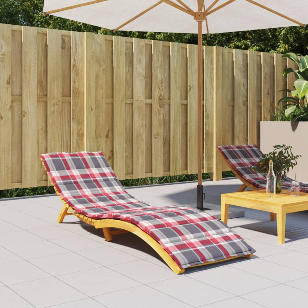 Produktbild för Solsängsdyna rödrutig 200x70x3 cm oxfordtyg
