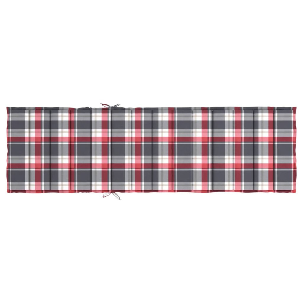 Produktbild för Solsängsdyna rödrutig 200x70x3 cm oxfordtyg