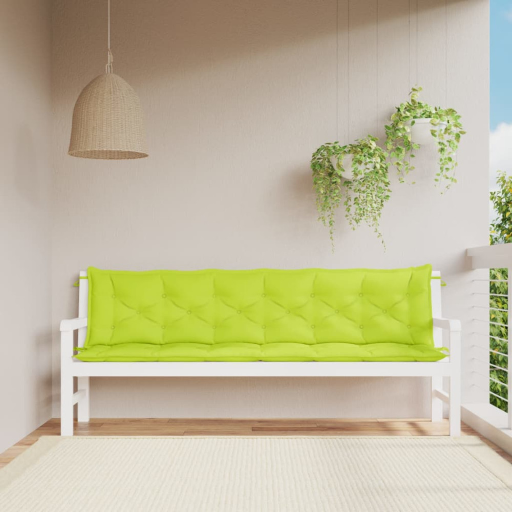 Produktbild för Bänkdyna för trädgården ljusgrön 200x(50+50)x7 cm oxfordtyg