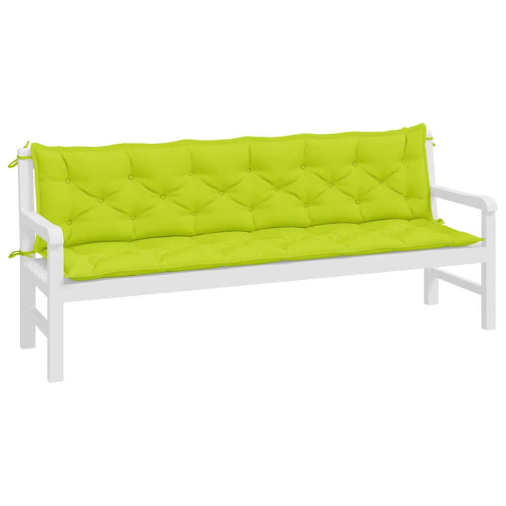 Produktbild för Bänkdyna för trädgården ljusgrön 200x(50+50)x7 cm oxfordtyg