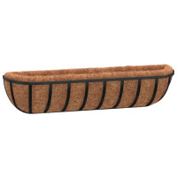 Produktbild för Blomlådor 2 st med kokosfibrer svart 91x20x23 cm stål