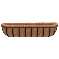 Produktbild för Blomlådor 2 st med kokosfibrer svart 91x20x23 cm stål