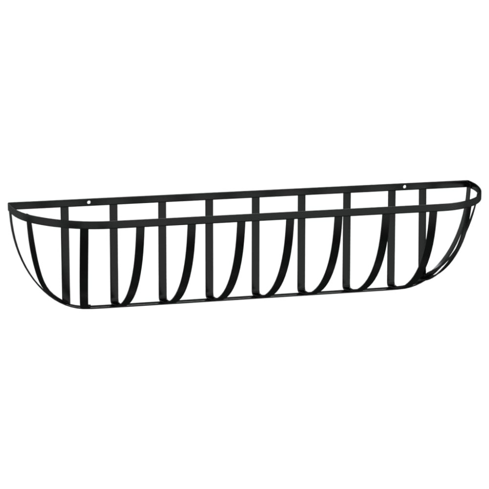 Produktbild för Blomlådor 2 st med kokosfibrer svart 91x20x23 cm stål