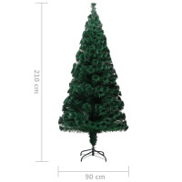 Produktbild för Plastgran med fot grön 210 cm fiberoptik