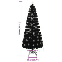 Produktbild för Julgran med LED-snöflingor svart 240 cm fiberoptik