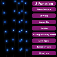 Produktbild för Soldriven ljusslinga 5 st 5x200 lysdioder blå inne/ute