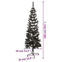 Produktbild för Julgran smal svart 150 cm