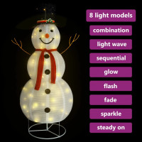 Produktbild för Dekorativ snögubbe med LED lyxigt tyg 180 cm
