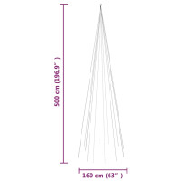 Produktbild för Julgran på flaggstång kallvit 732 LEDs 500 cm