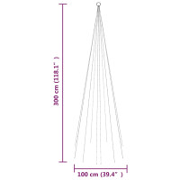 Produktbild för Julgran på flaggstång kallvit 310 LEDs 300 cm