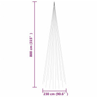 Produktbild för Julgran på flaggstång kallvit 1134 LEDs 800 cm