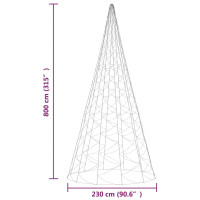 Produktbild för Julgran på flaggstång blå 3000 LEDs 800 cm