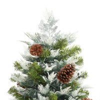 Produktbild för Belyst julgran med kottar grön 225 cm PVC&PE