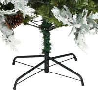 Produktbild för Belyst julgran med kottar grön 225 cm PVC&PE