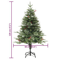 Produktbild för Belyst julgran med kottar grön 120 cm PVC&PE