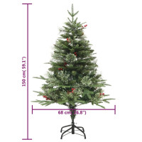 Produktbild för Belyst julgran med kottar grön 150 cm PVC&PE