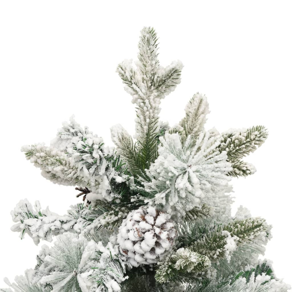 Produktbild för Belyst plastgran med snö och kottar 150 cm PVC&PE