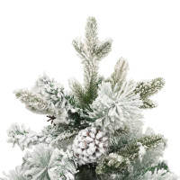 Produktbild för Belyst plastgran med snö och kottar 150 cm PVC&PE