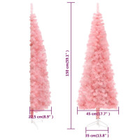 Produktbild för Smal halv plastgran med stativ rosa 150 cm