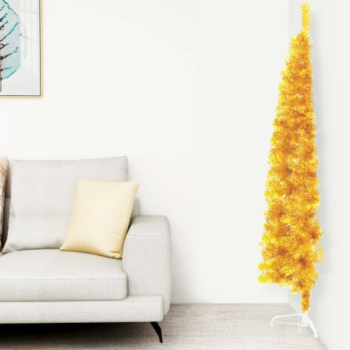 vidaXL Smal halv plastgran med stativ guld 210 cm