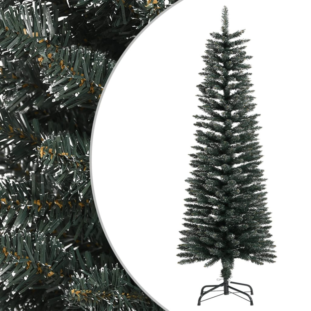 Produktbild för Smal plastgran med fot grön 120 cm PVC