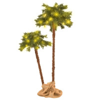 Produktbild för Konstpalm dubbel med LEDs 125 cm & 210 cm