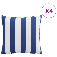 Produktbild för Prydnadskuddar 4 st blå och vit randig 60x60 cm tyg