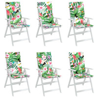 Produktbild för Stolsdynor för stolar med hög rygg 6 st flerfärgad tyg