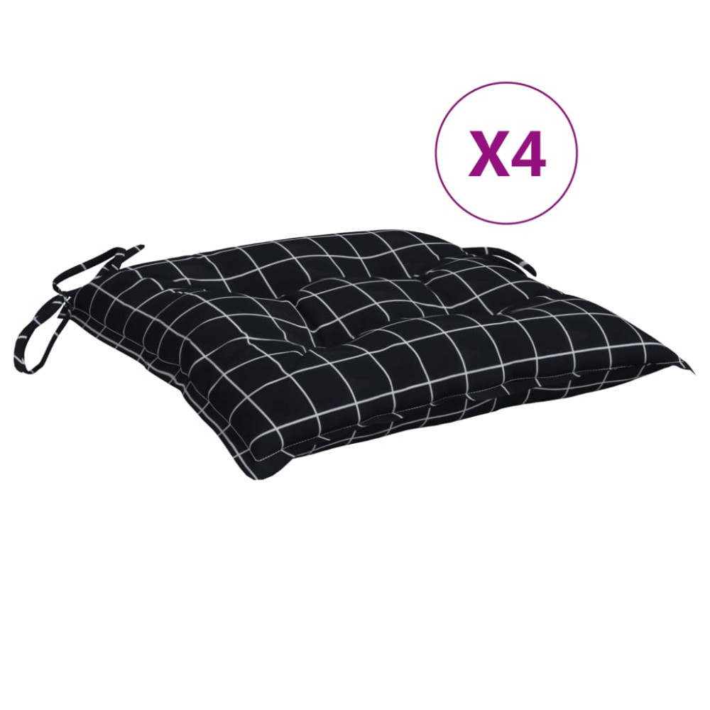 Produktbild för Stolsdynor 4 st svartrutig 50x50x7 cm oxfordtyg