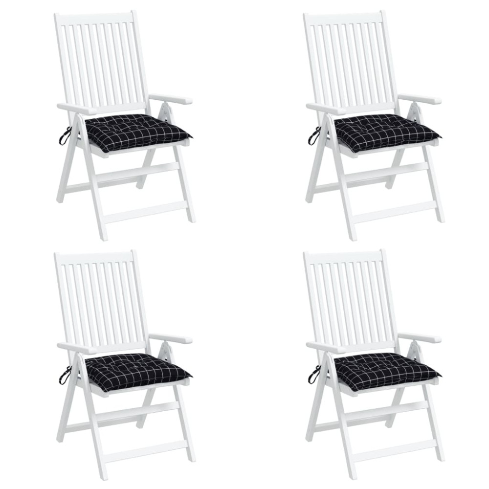 Produktbild för Stolsdynor 4 st svartrutig 50x50x7 cm oxfordtyg
