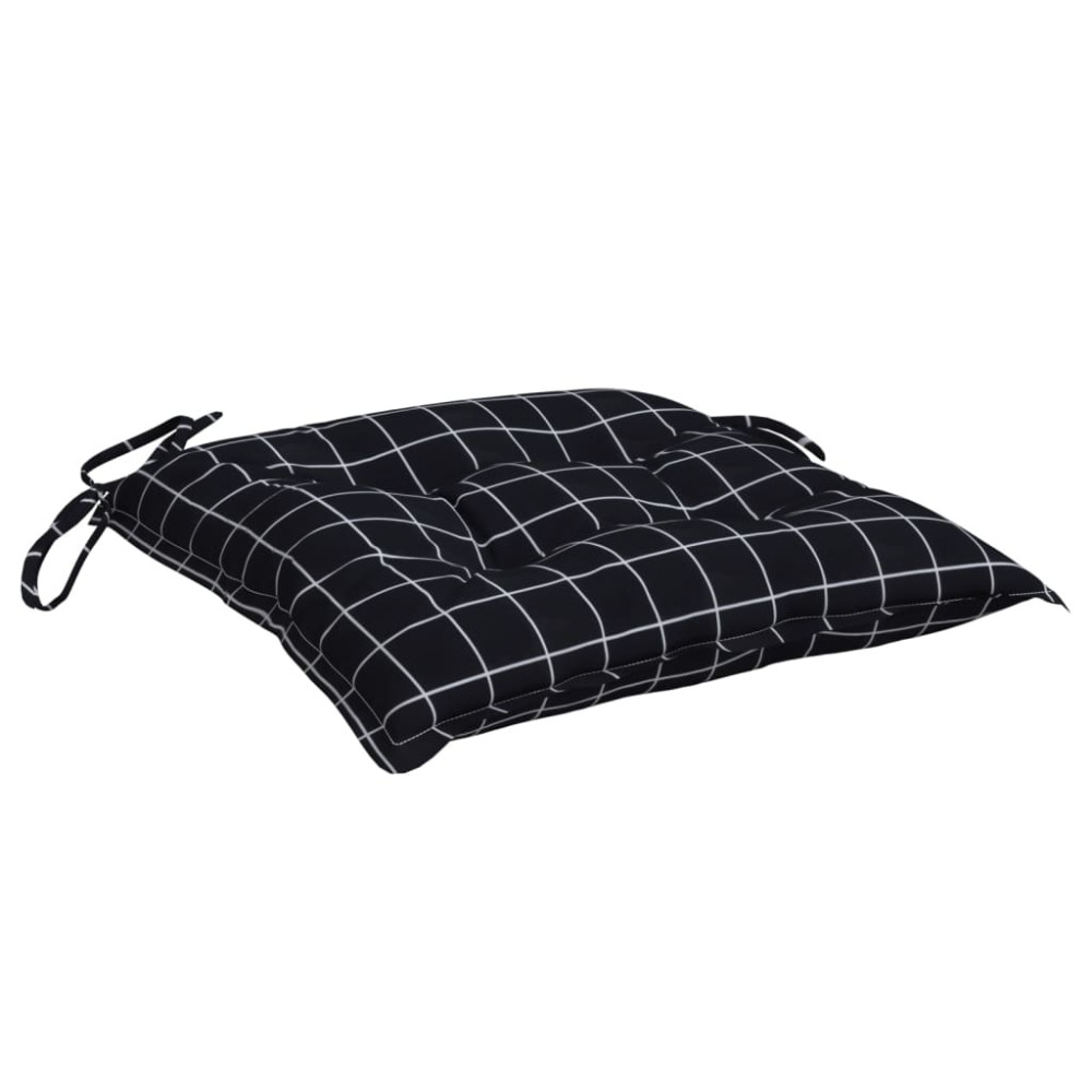 Produktbild för Stolsdynor 4 st svartrutig 50x50x7 cm oxfordtyg