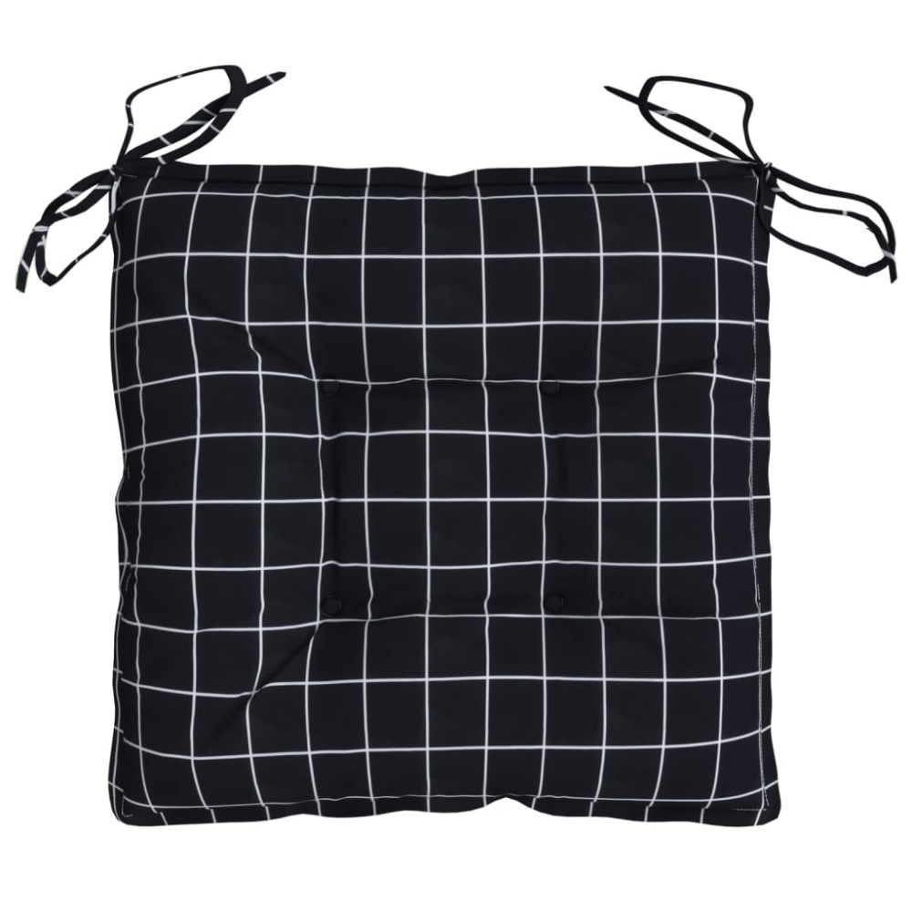 Produktbild för Stolsdynor 4 st svartrutig 50x50x7 cm oxfordtyg