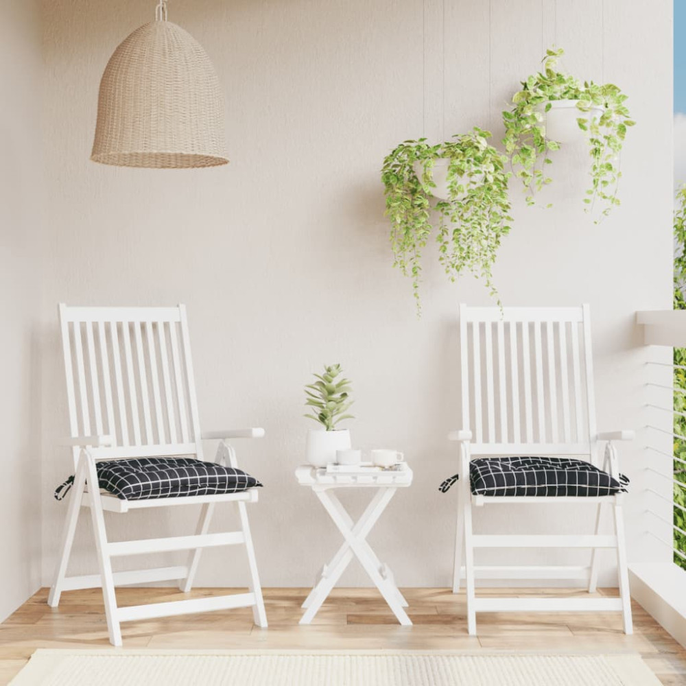 Produktbild för Stolsdynor 2 st svartrutig 50x50x7 cm oxfordtyg